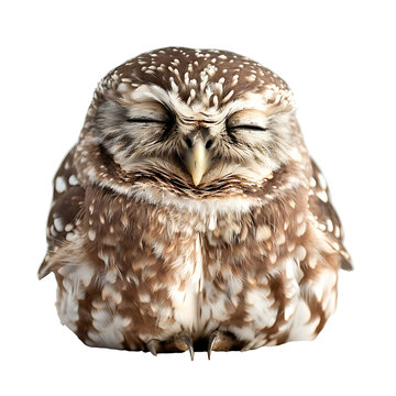 Realistic image of a cute owl on a transparent background PNG.