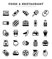 Food and Restaurant. Lineal Filled icons Pack. vector illustration.