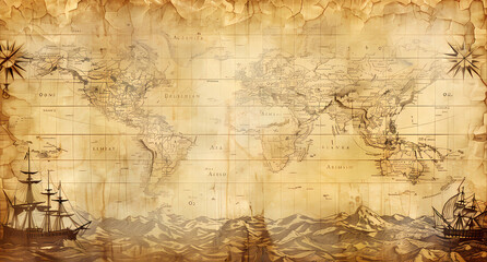 A vintage world map background