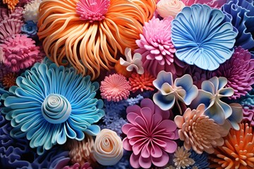 Fototapeta premium Coral reef wallpaper, Sea flower colorful coral reef, Coral reef Background, Underwater coral reef Background, Sea Plants Wallpaper, Colorful coral reef, AI Generative