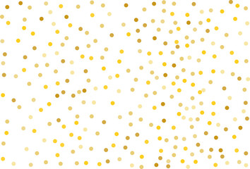 Background with Golden glitter, confetti. Gold polka dots, circles, round. Typographic design. Bright festive, festival pattern for party invites, wedding, cards, phone Wallpapers. Vector illustration - 767358079
