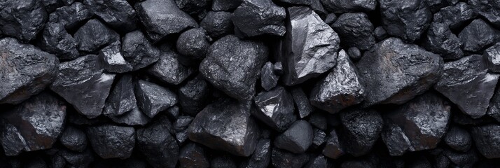 a pile of dark coal  - obrazy, fototapety, plakaty