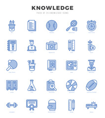 Knowledge Icons Pack Two Color Style. Vector illustration.