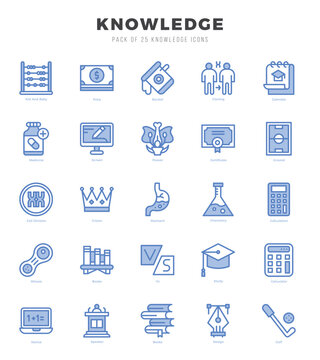 Set of Knowledge Icons. Simple line art style icons pack.