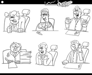cartoon businessmen or boss characters set coloring page