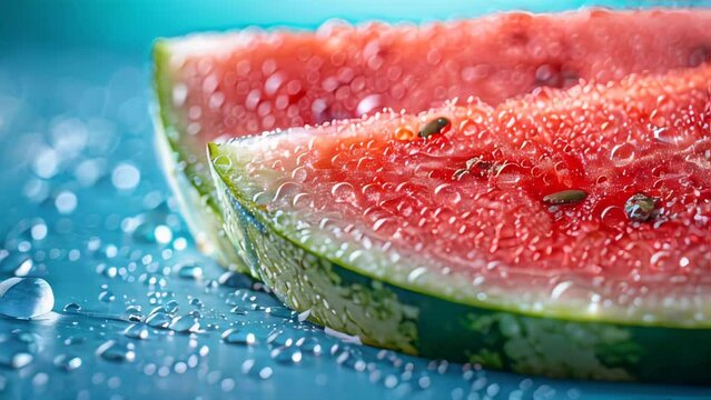 Fresh Watermelon Slice With Water Droplets