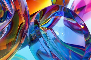 colorful glass 3d object, abstract wallpaper background