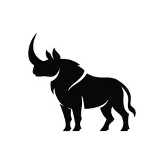 Fototapeta premium vector a black and white logo of a rhinoceros.
