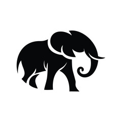 vector a black and white logo of a elephant.