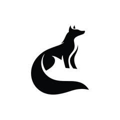 vector a black and white logo of a fox .