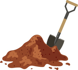 vector heap of soil and shovel