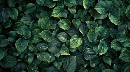 green conglomerate leaves, with significant empty space ideal for text placement. - obrazy, fototapety, plakaty