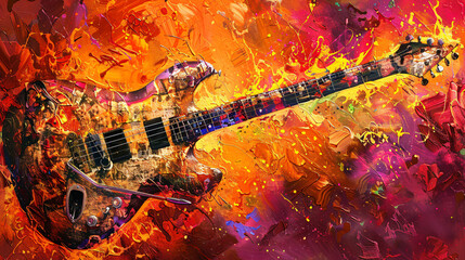 abstract artwork painting of a guitar, picture, beauty, vector, illustration, art, model, style, glamour, design, drawing, paint, painting, color, oil, texture, grunge, artistic, textured, abstract