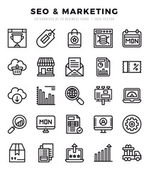 Set of SEO & Marketing icons. Vector Illustration.