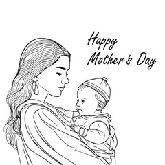 Happy Mother's Day, Young mother is cuddled by her daughter.