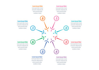 Naklejka premium explosion infographic template. eight steps briefing template. annual report, informational template for magazine. Infographic template for industry, healthcare, business, technology, science