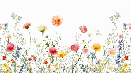 Delicate Watercolor Wildflower Illustration - obrazy, fototapety, plakaty