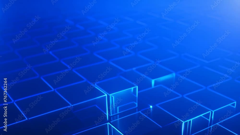Aufkleber abstract background with glowing cubes. 3d rendering, 3d illustration, 3d illustration of an abstrac