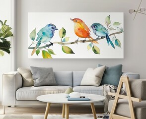 Abstract Bird Illustrations in Chic Living Space
