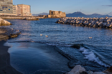 Castel dell'Ovo, lietrally, the Egg Castle is a seafront castle in Naples, Italy - 767362427