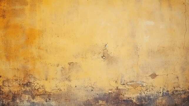 Old concrete wall with yellow and brown color texture background.