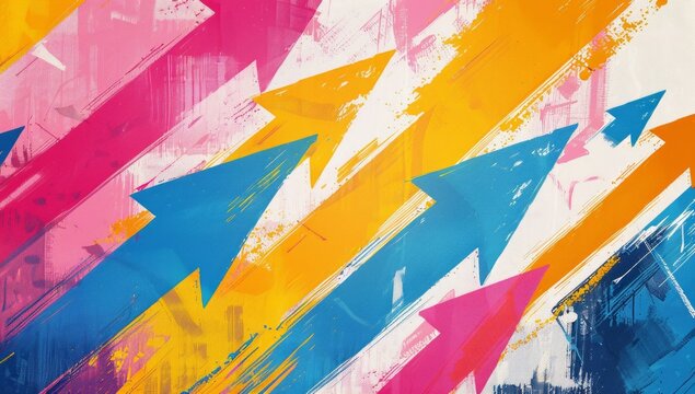 Abstract background with colorful arrows and brush strokes, symbolizing growth or movement he design incorporates vibrant colors Generative AI
