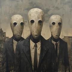 Foto op Plexiglas Surrealist politicians wear masks of uncertainty, their faces obscured by layers of surrealistic symbolism, no contrast © F@tboy