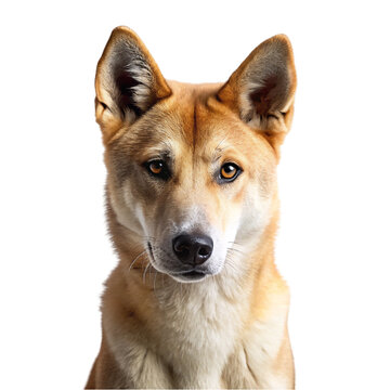Portrait of dingo, isolated on transparent background.