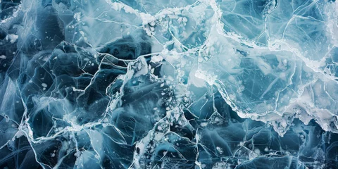 Foto op Canvas Abstract frozen blue texture ice cover © Denira