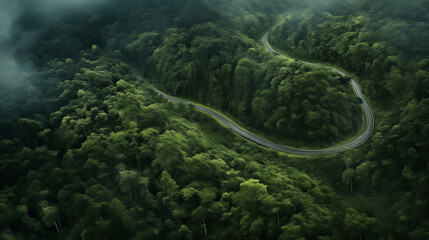 aerial view of road in mountain