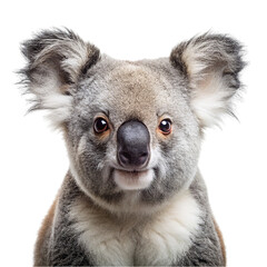 Portrait of koala, isolated on transparent background.