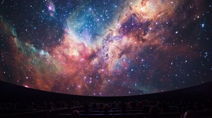 a spectacular projection of stars within the immersive dome of a planetarium