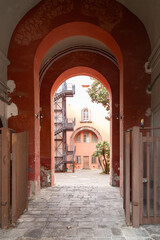 Typical arched street and architectural view in Naples, Italy