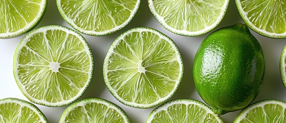 close up view of fresh ripe limes