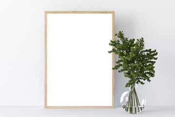 wood frame mockup interior for digital art, 3d render