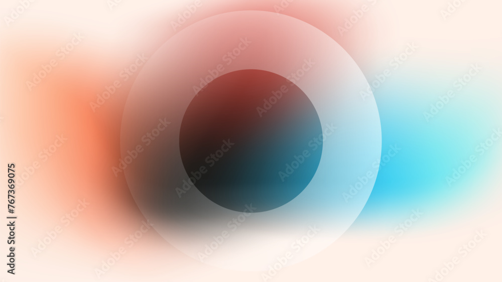 Poster Futuristic abstract blurred background with bright color gradients and circle shape. Vibrant graphic template for creative graphic design. Vector illustration.