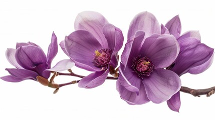 Isolated purple magnolia flower (Magnolia felix) on a white background, with a clipping path.