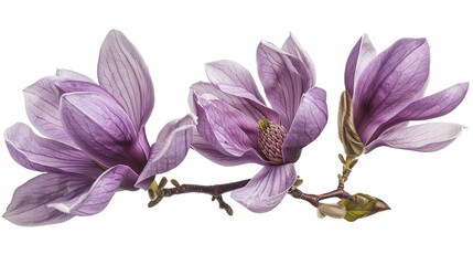 Isolated purple magnolia flower (Magnolia felix) on a white background, with a clipping path.