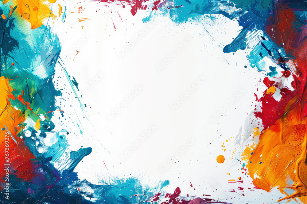 Wall mural abstract background with color splashes, white canvas with colorful splashes. generative ai