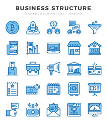Set of 25 Business Structure Two Color Icons Pack.