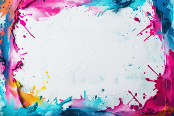 Abstract watercolor background with color splashes, white canvas with colorful splashes. Generative AI