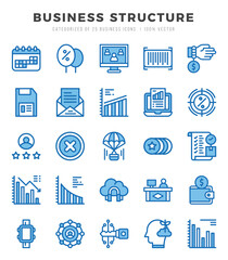 Business Structure icons Pack. Two Color icons set. Business Structure collection set.