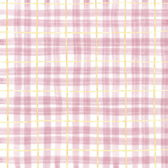 Gold Pink Plaid Hand Drawn Background Overlay