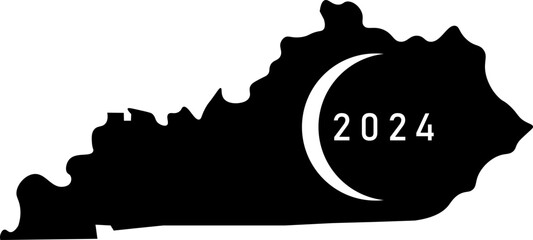 Solar Eclipse Kentucky 2024 Graphic Design with Transparent Background - obrazy, fototapety, plakaty
