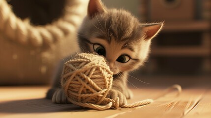 cat cartoon and playing