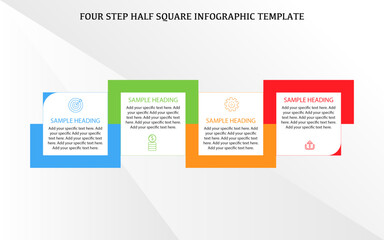 Four step square flow infographic template design, multi color infographics