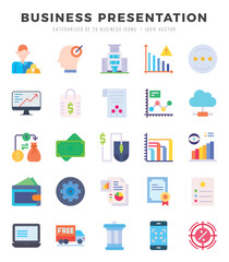 Business Presentation Flat icons collection. 25 icon set in a Flat design.