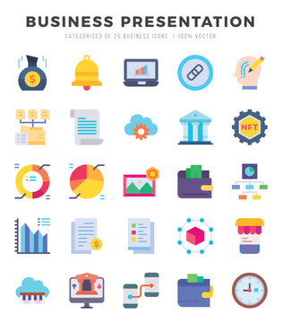 Business Presentation. Flat icons Pack. vector illustration.