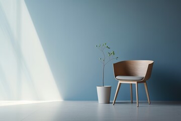 Modern minimalist room design. A chair near the window.