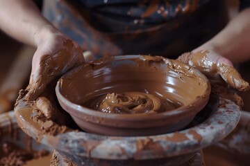 hands of a potter at work